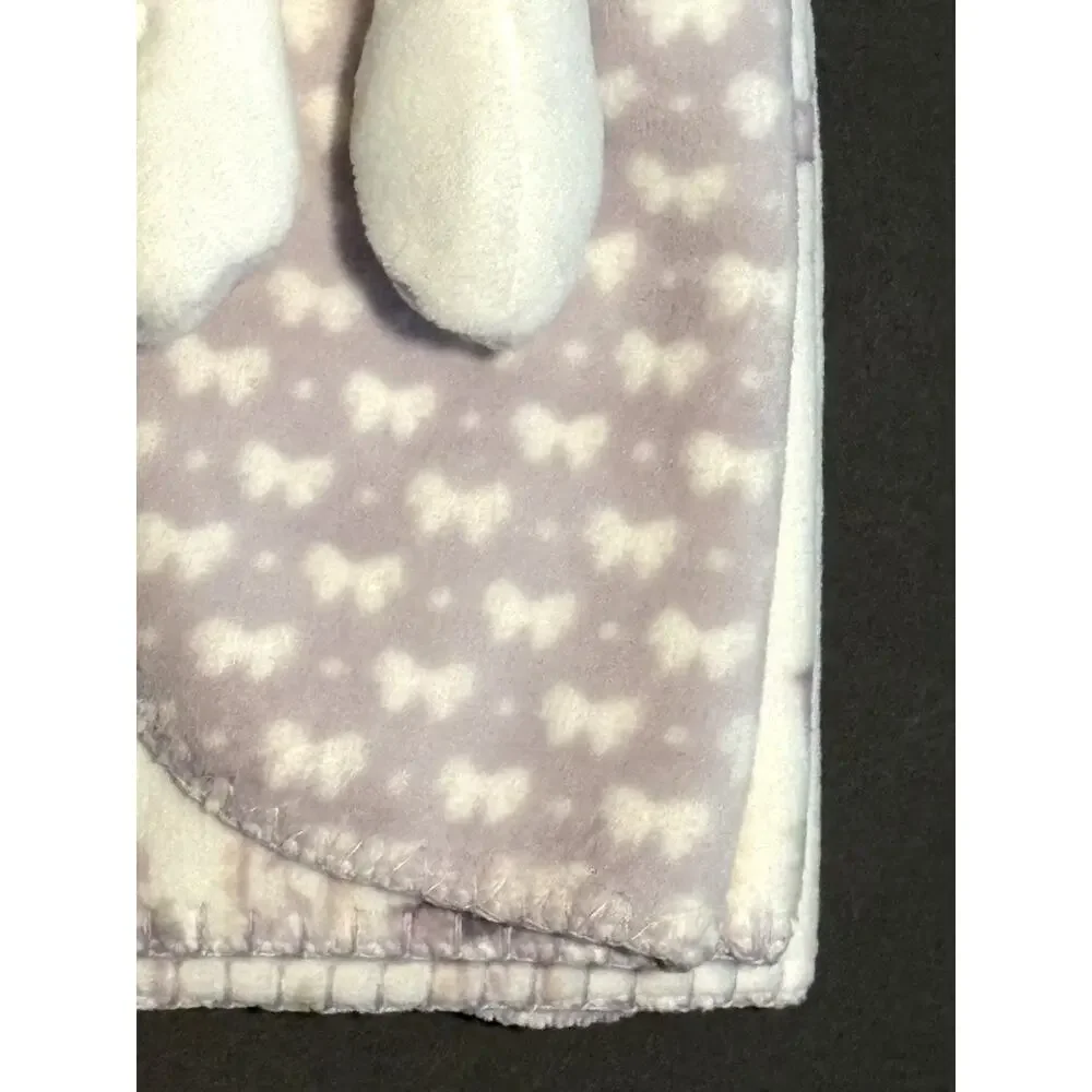Laura Ashley Baby Blanket Plush Toy Bunny Rabbit Bows Gift Set Lovey Lavender